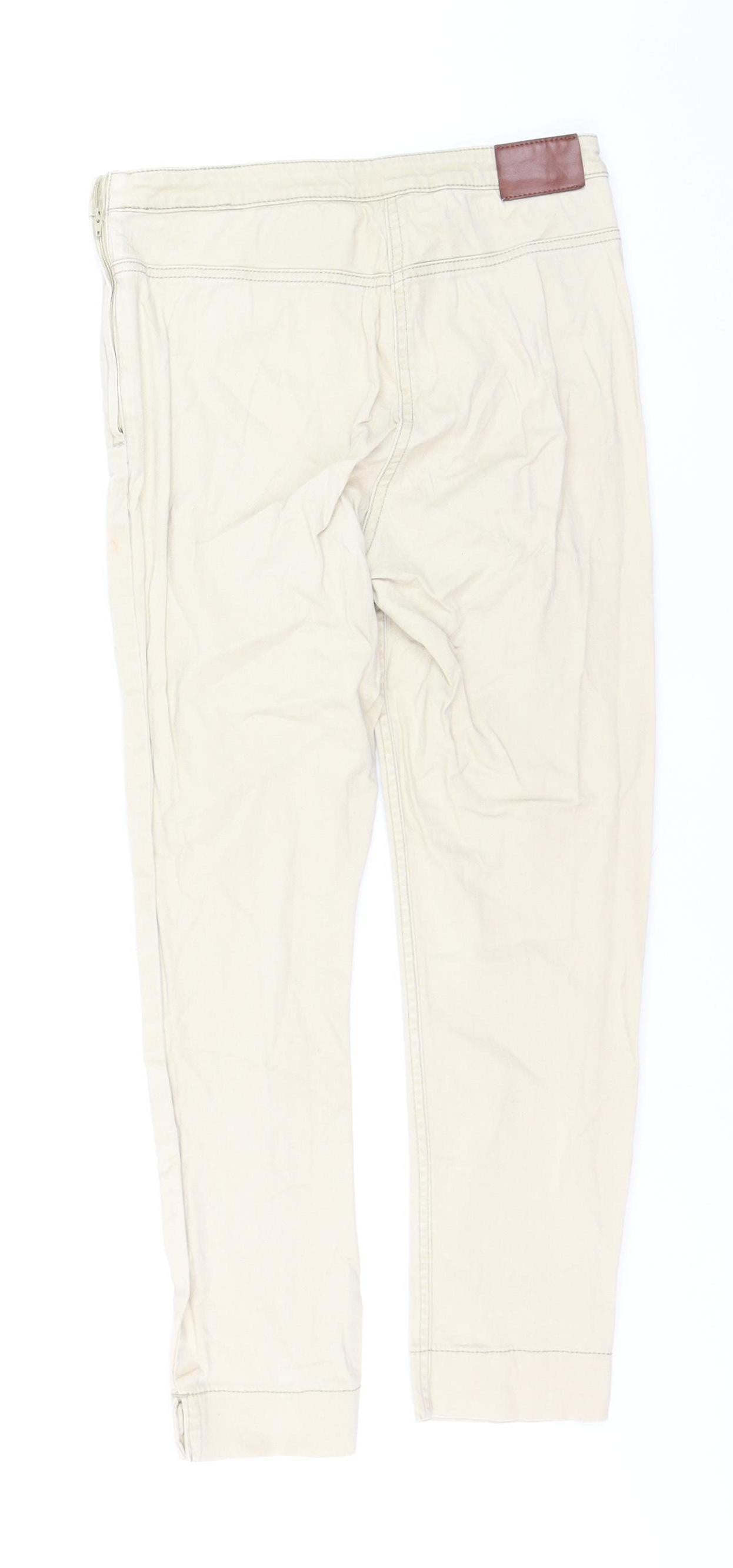 H&M Womens Beige Chino Trousers Size 8 Slim Fit Stretch