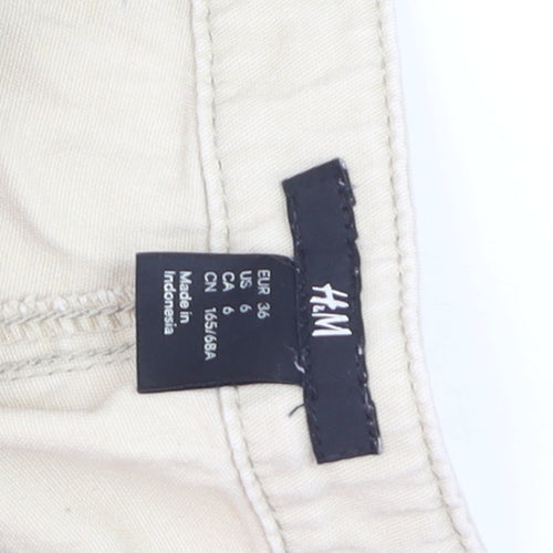 H&M Womens Beige Chino Trousers Size 8 Slim Fit Stretch