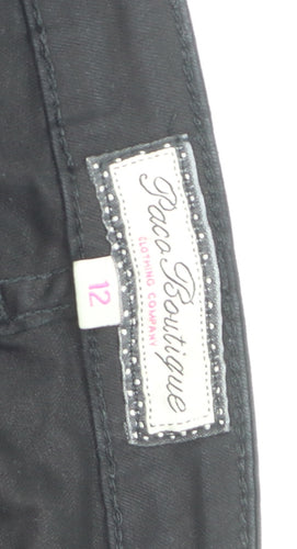 Paco Boutique Women's Black Stretch Chino Trousers Size 12