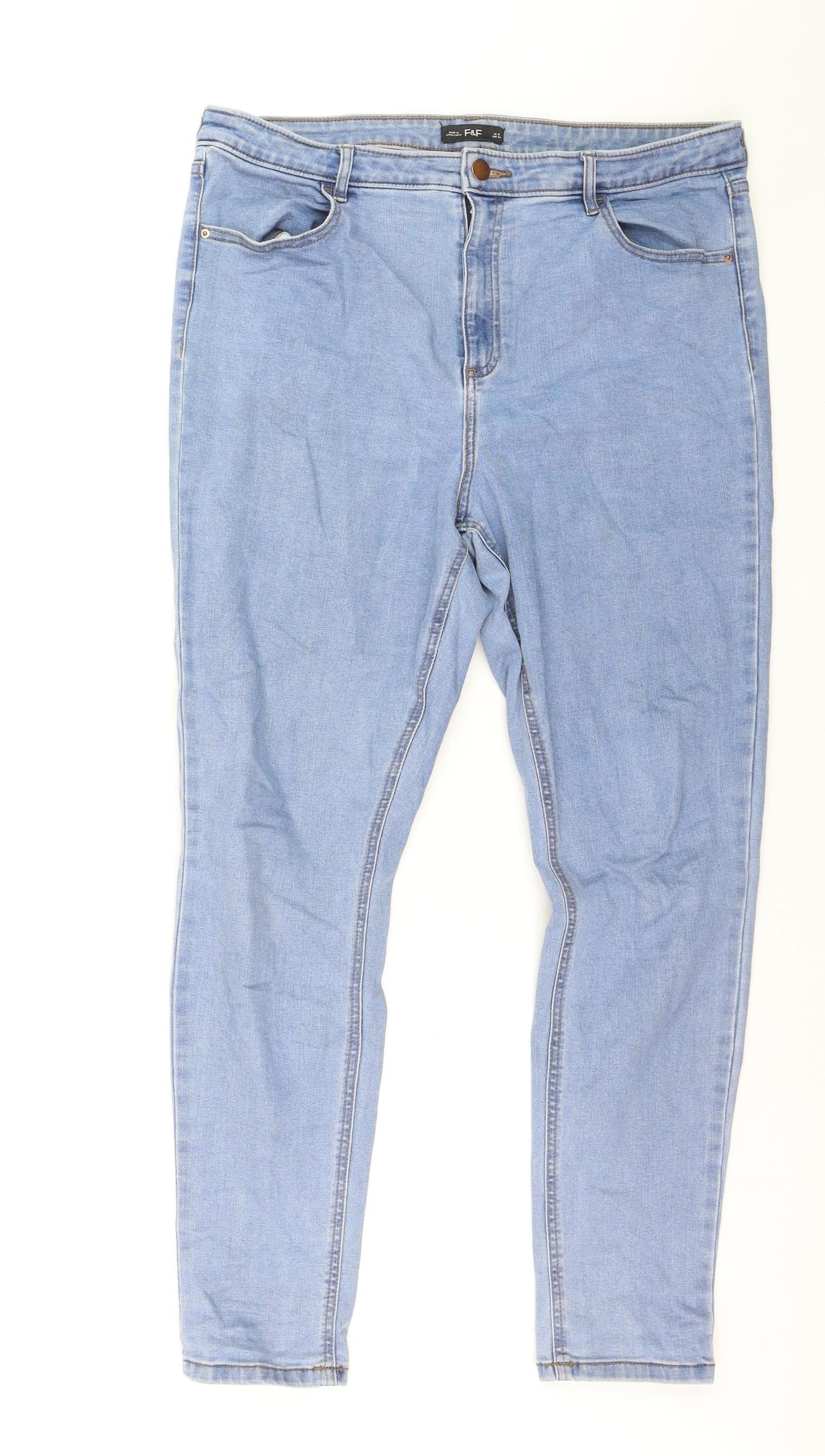 F&F Women Blue Skinny Stretch Denim Jeans Size 16