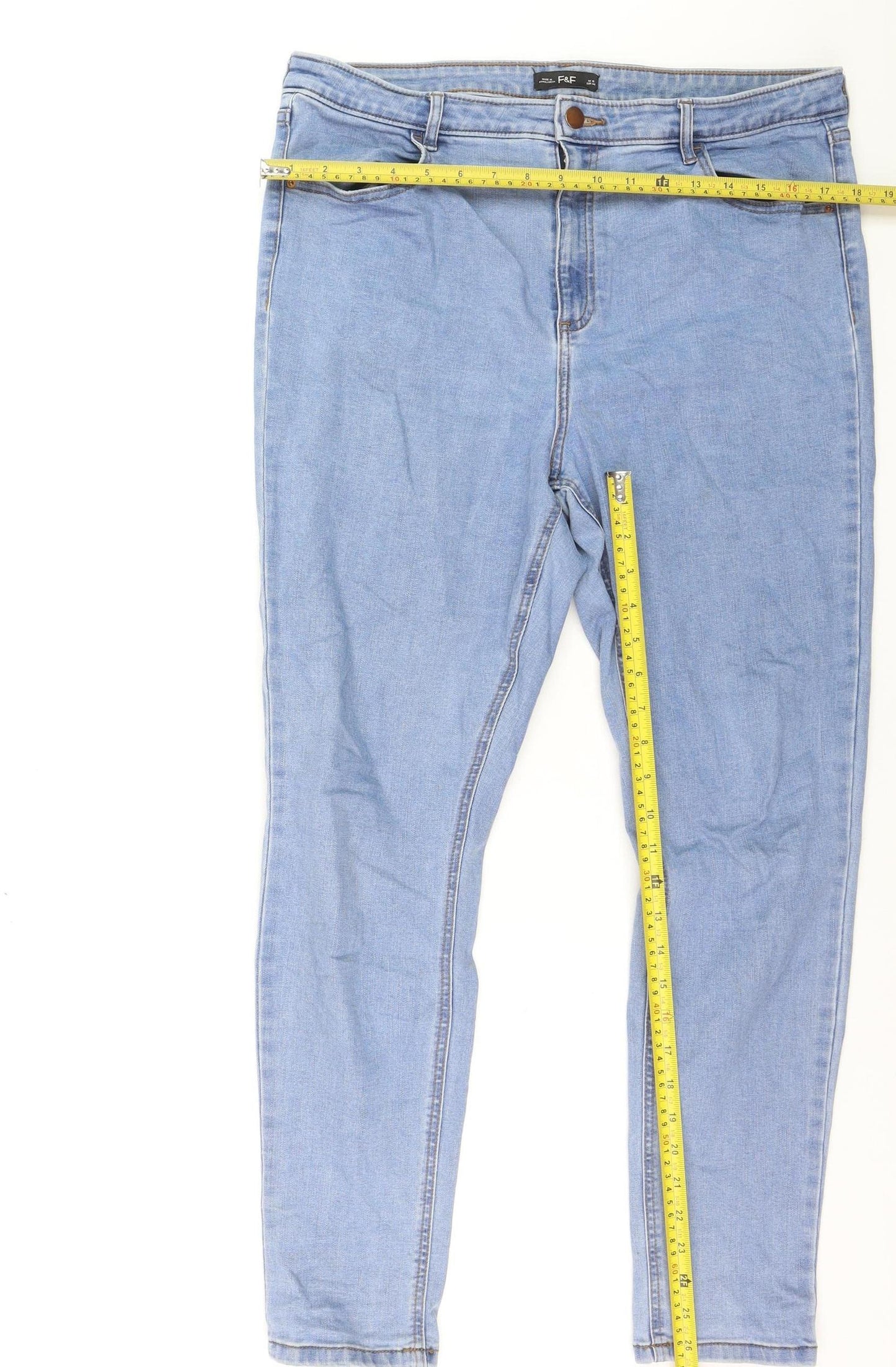F&F Women Blue Skinny Stretch Denim Jeans Size 16