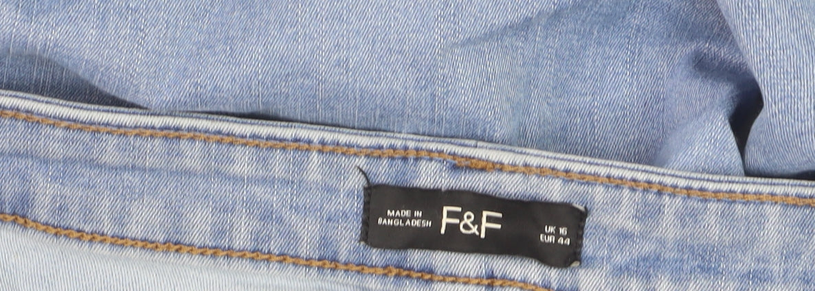 F&F Women Blue Skinny Stretch Denim Jeans Size 16