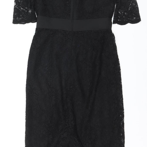 Monsoon Women's Black Lace Sheath Dress Size 6 Beaded Formal