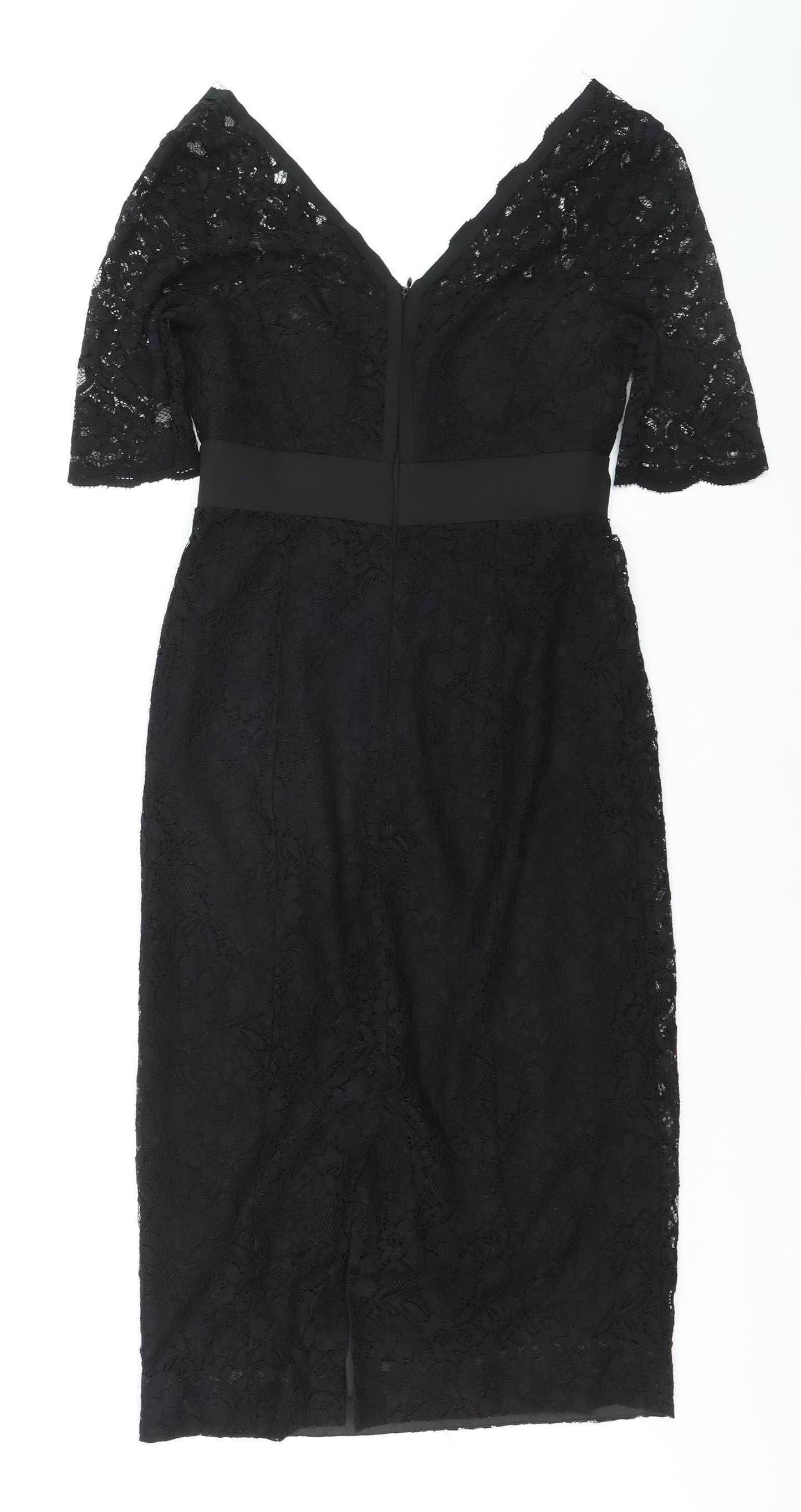 Monsoon Women's Black Lace Sheath Dress Size 6 Beaded Formal