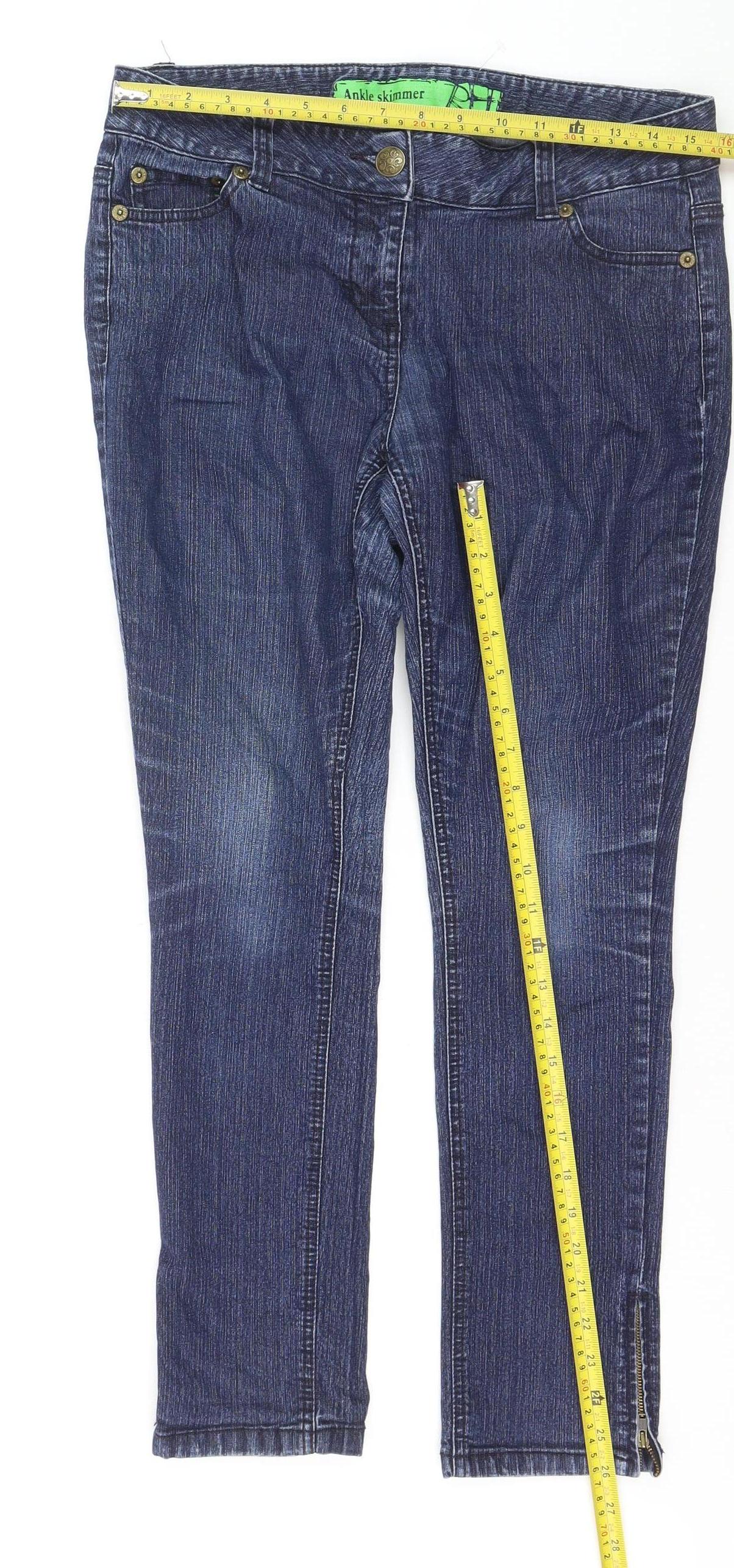 Debenhams Women’s Blue Denim Ankle Zip Slim Jeans Size 12
