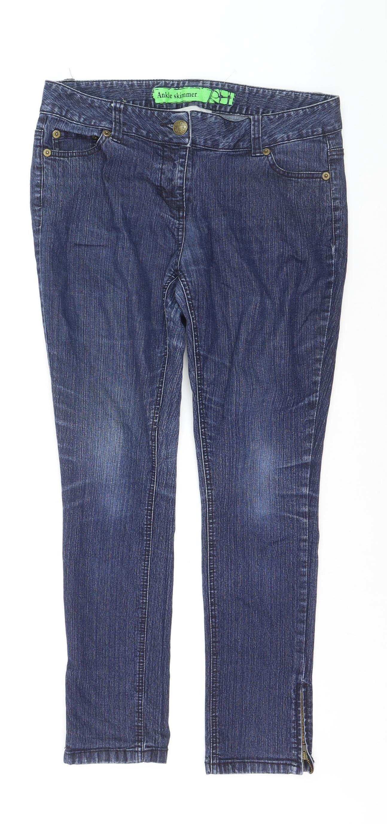 Debenhams Women’s Blue Denim Ankle Zip Slim Jeans Size 12