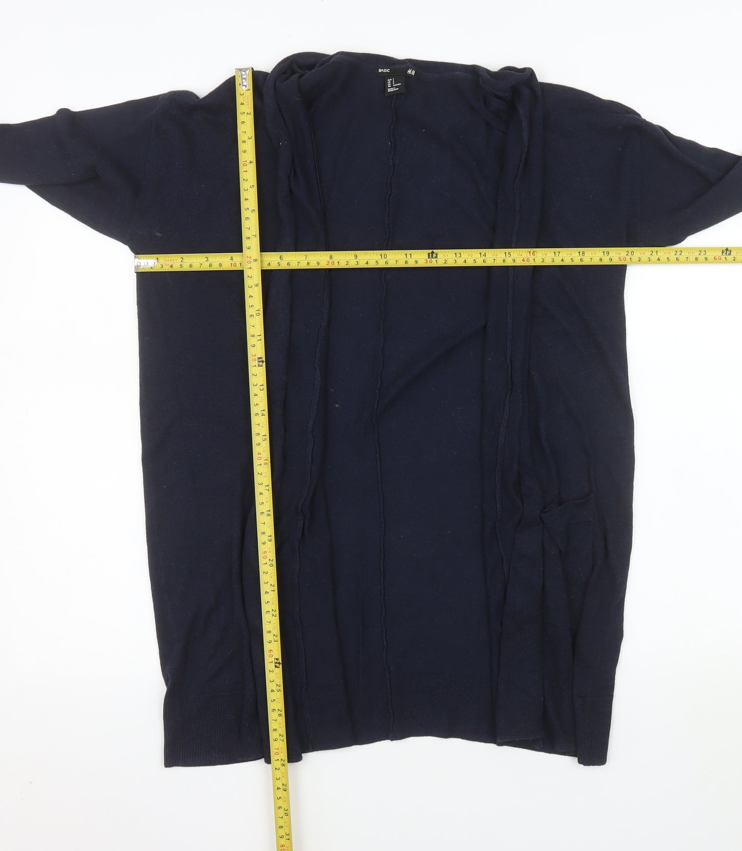 H&M Women’s Blue Longline Open Knit Cardigan Size 8