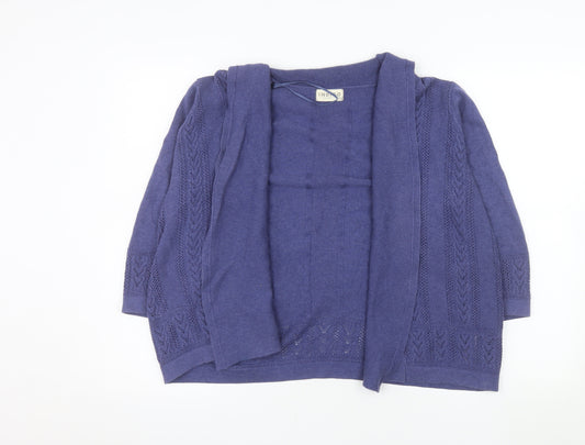 Marks and Spencer Women Blue Size 18 Open Knit 3/4 Sleeve Cardigan