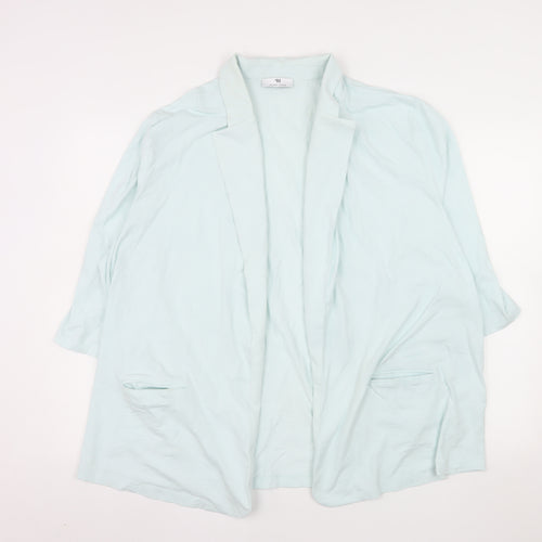 Peter Hahn Women Blue Blazer Cotton Size 26 Single Breasted Lined