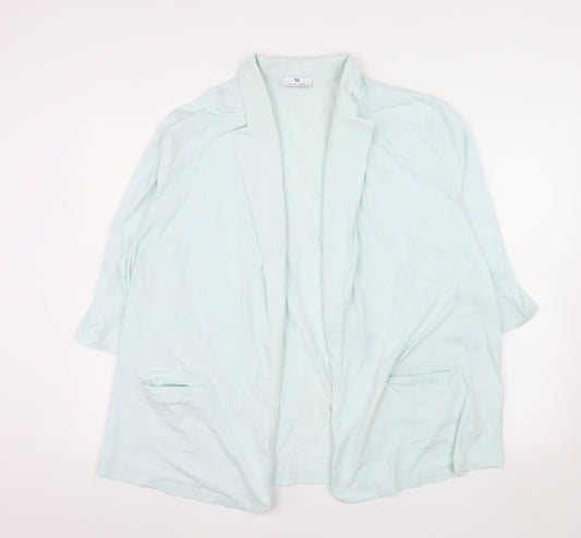 Peter Hahn Women Blue Blazer Cotton Size 26 Single Breasted Lined