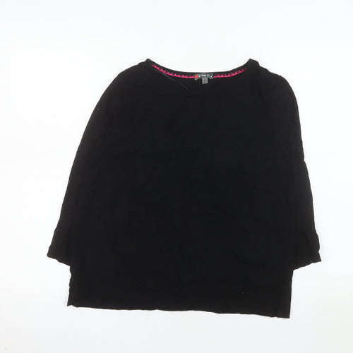Street One Women Black Blouse Size 10 Viscose 3/4 Sleeve Button Back