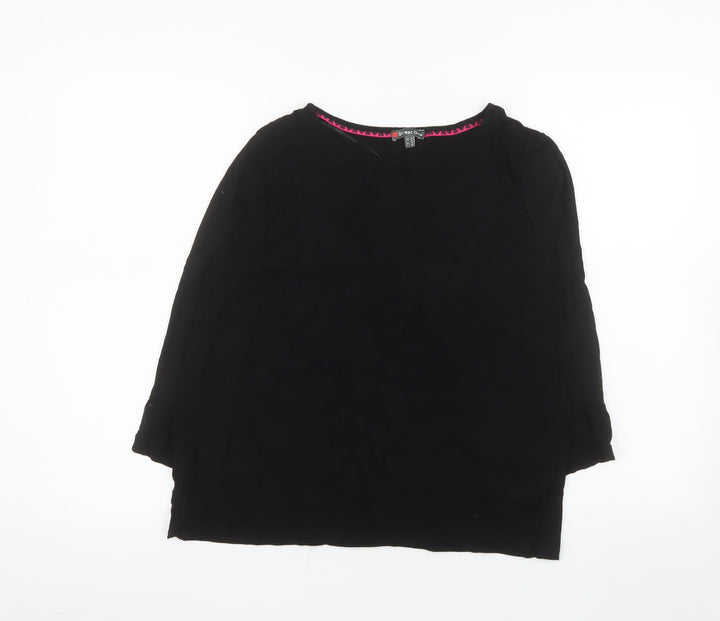 Street One Women Black Blouse Size 10 Viscose 3/4 Sleeve Button Back