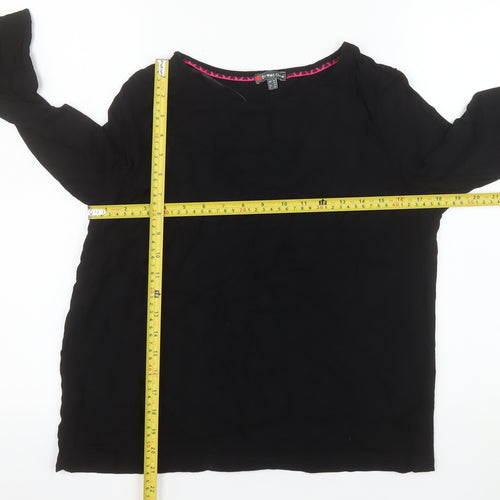 Street One Women Black Blouse Size 10 Viscose 3/4 Sleeve Button Back