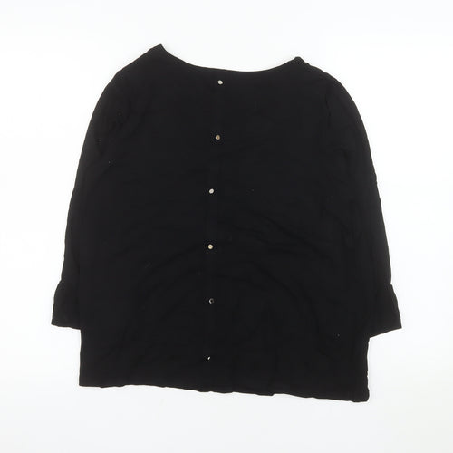 Street One Women Black Blouse Size 10 Viscose 3/4 Sleeve Button Back