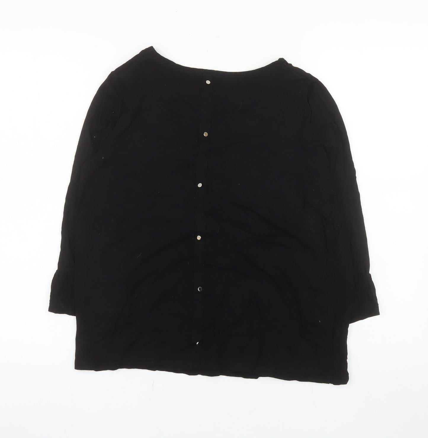 Street One Women Black Blouse Size 10 Viscose 3/4 Sleeve Button Back