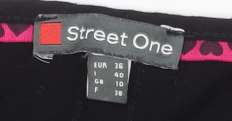 Street One Women Black Blouse Size 10 Viscose 3/4 Sleeve Button Back