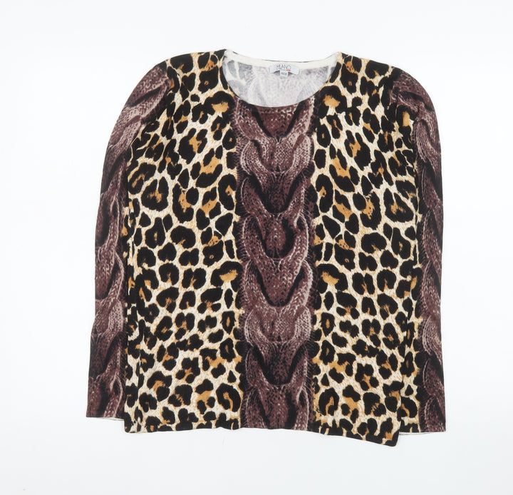 Milano Design Women's Multicoloured Animal Print Long Sleeve Top Size 10