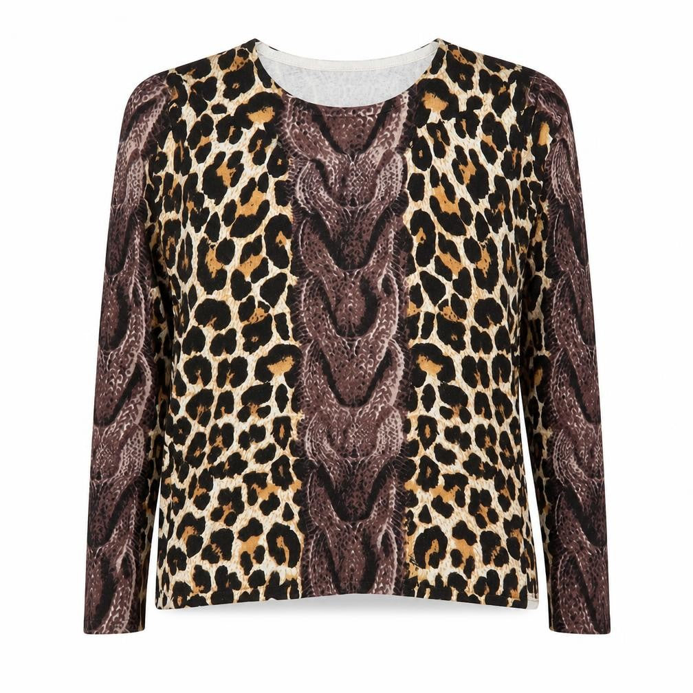 Front view of Milano Design Women's Multicoloured Animal Print Long Sleeve Top, size 10