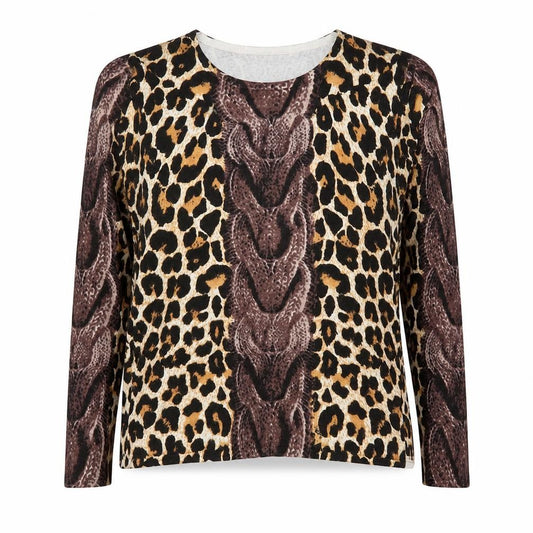 Front view of Milano Design Women's Multicoloured Animal Print Long Sleeve Top, size 10