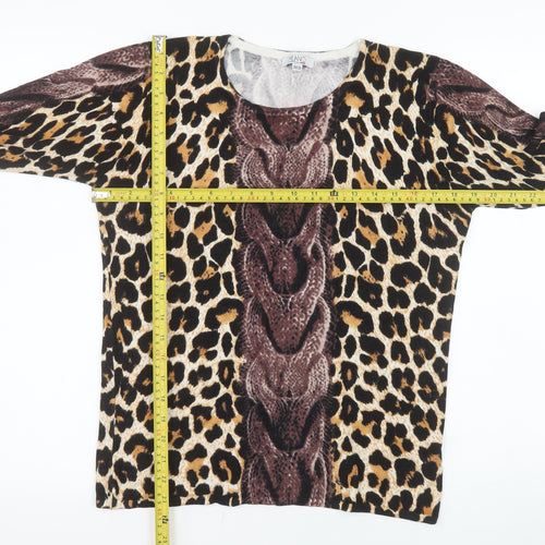 Milano Design Women's Multicoloured Animal Print Long Sleeve Top Size 10