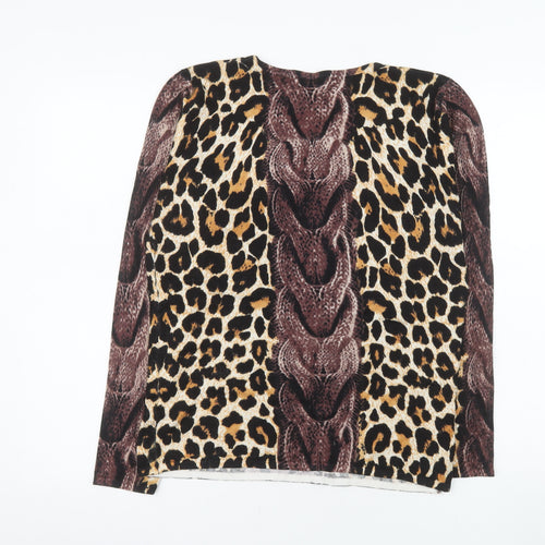 Milano Design Women's Multicoloured Animal Print Long Sleeve Top Size 10