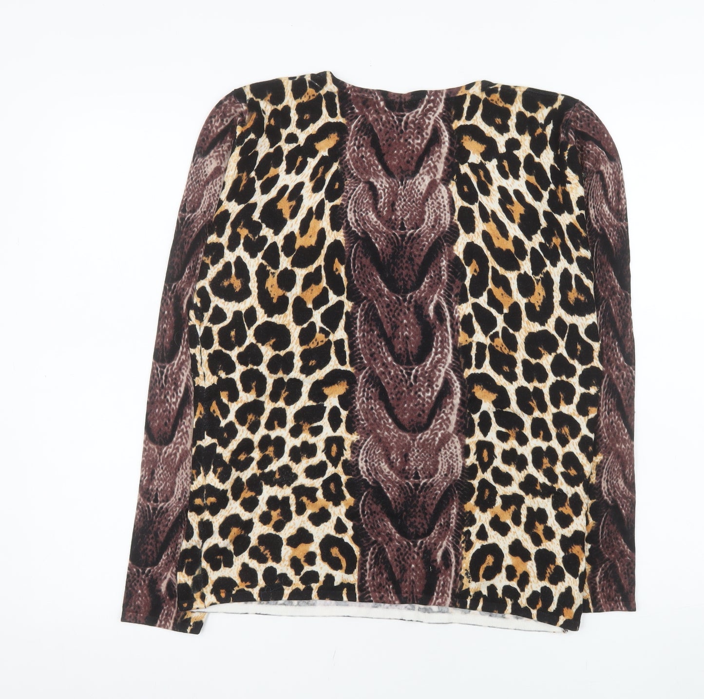 Milano Design Women's Multicoloured Animal Print Long Sleeve Top Size 10
