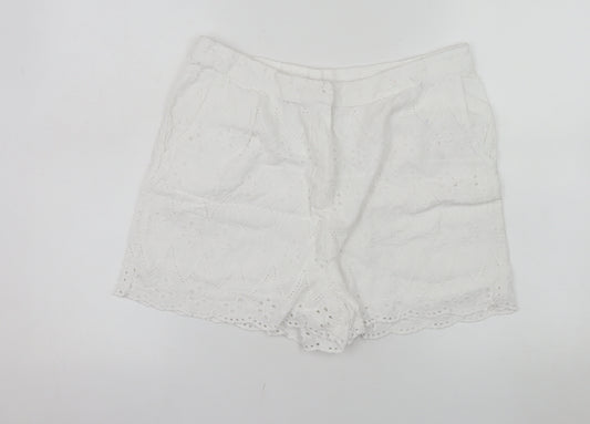 Love & Roses Women White Lace Eyelet Cotton Shorts Size 16
