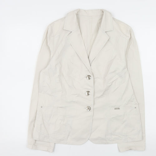 Artex-t Women Beige Cotton Blend Tailored Blazer UK 16