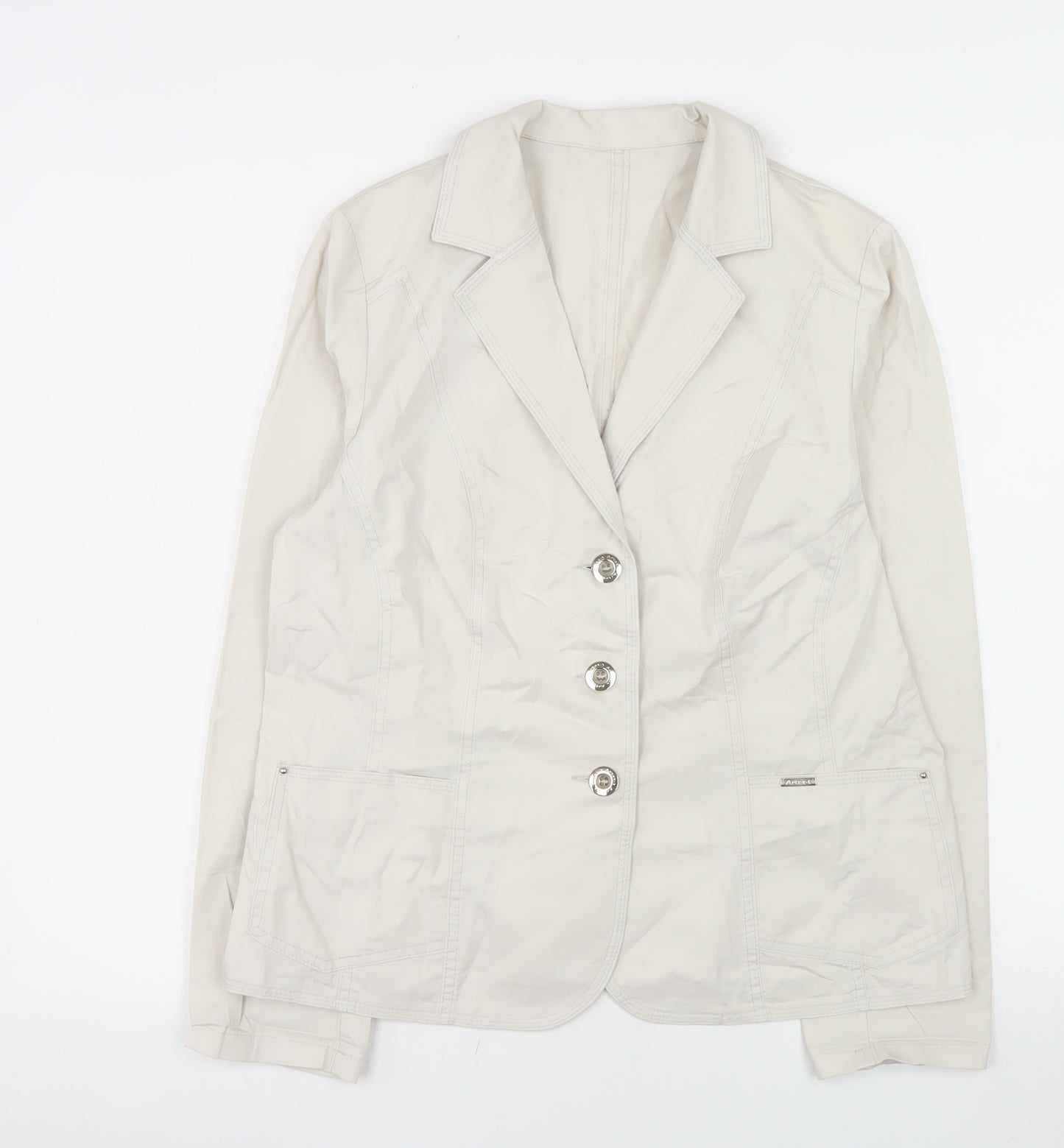 Artex-t Women Beige Cotton Blend Tailored Blazer UK 16