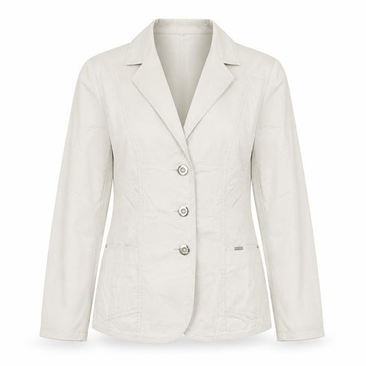 Front view of Artex-t Women Beige Cotton Blend Tailored Blazer UK 16