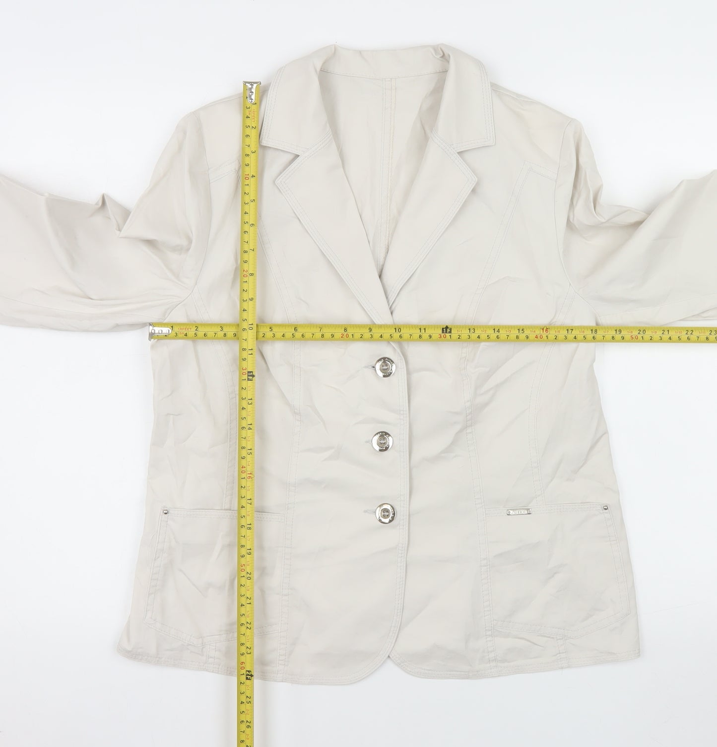 Artex-t Women Beige Cotton Blend Tailored Blazer UK 16