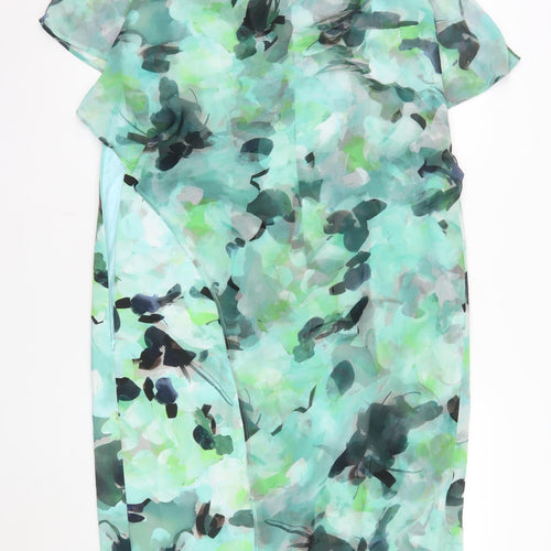 Personal Choice Women Green Floral Shift Dress Size 16 Wedding Party