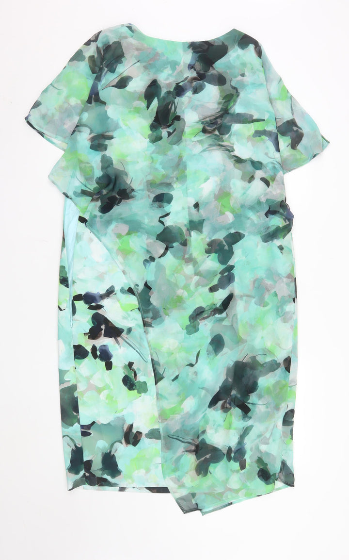 Personal Choice Women Green Floral Shift Dress Size 16 Wedding Party