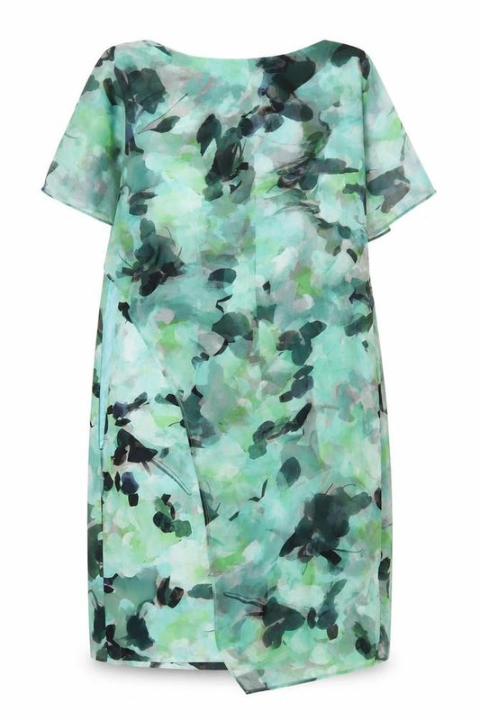 Front view of Personal Choice Women Green Floral Shift Dress, size 16, Wedding Party