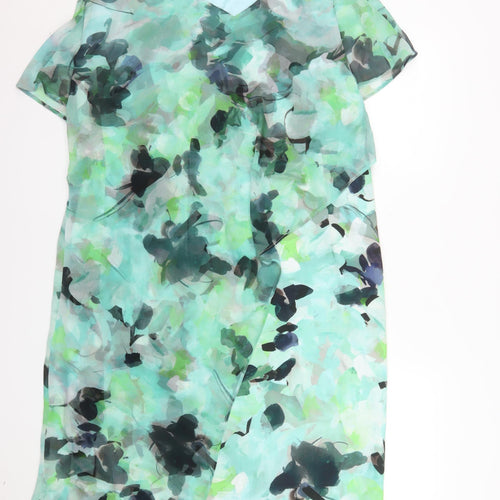 Personal Choice Women Green Floral Shift Dress Size 16 Wedding Party