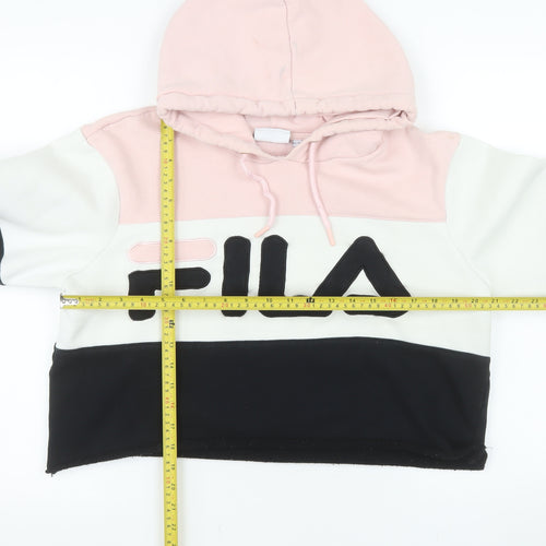 Fila Womens Pink Black Colourblock Cropped Hoodie Size 16 XL