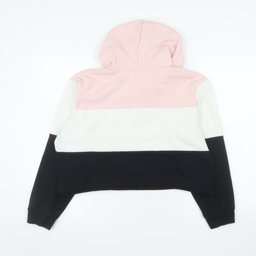 Fila Womens Pink Black Colourblock Cropped Hoodie Size 16 XL