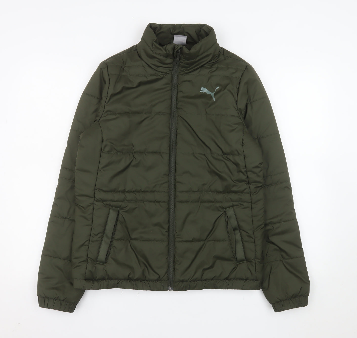 Puma Women Green Size 12 Puffer Jacket Full Zip Quilted Winter Coat