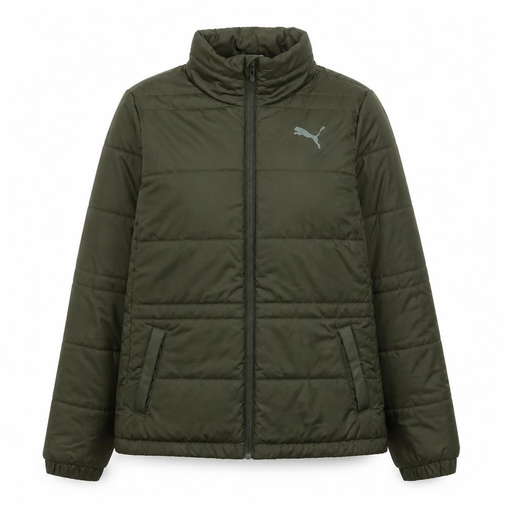 Puma Women Green Size 12 Puffer Jacket Full Zip Quilted Winter Coat