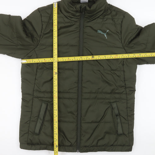 Puma Women Green Size 12 Puffer Jacket Full Zip Quilted Winter Coat