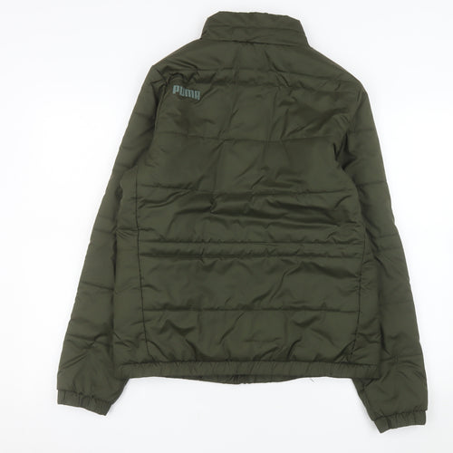 Puma Women Green Size 12 Puffer Jacket Full Zip Quilted Winter Coat