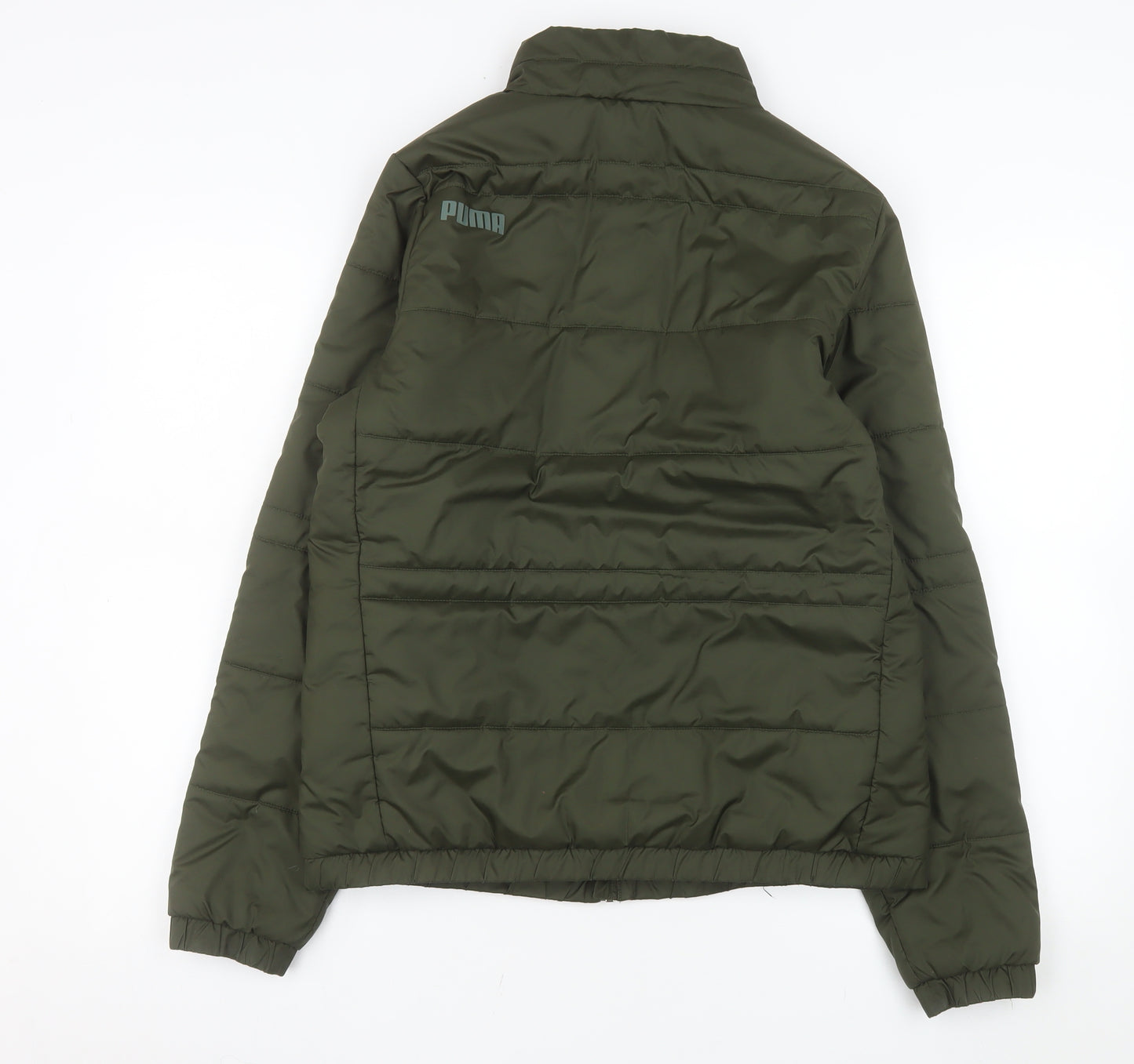 Puma Women Green Size 12 Puffer Jacket Full Zip Quilted Winter Coat