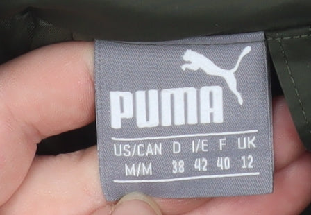 Puma Women Green Size 12 Puffer Jacket Full Zip Quilted Winter Coat
