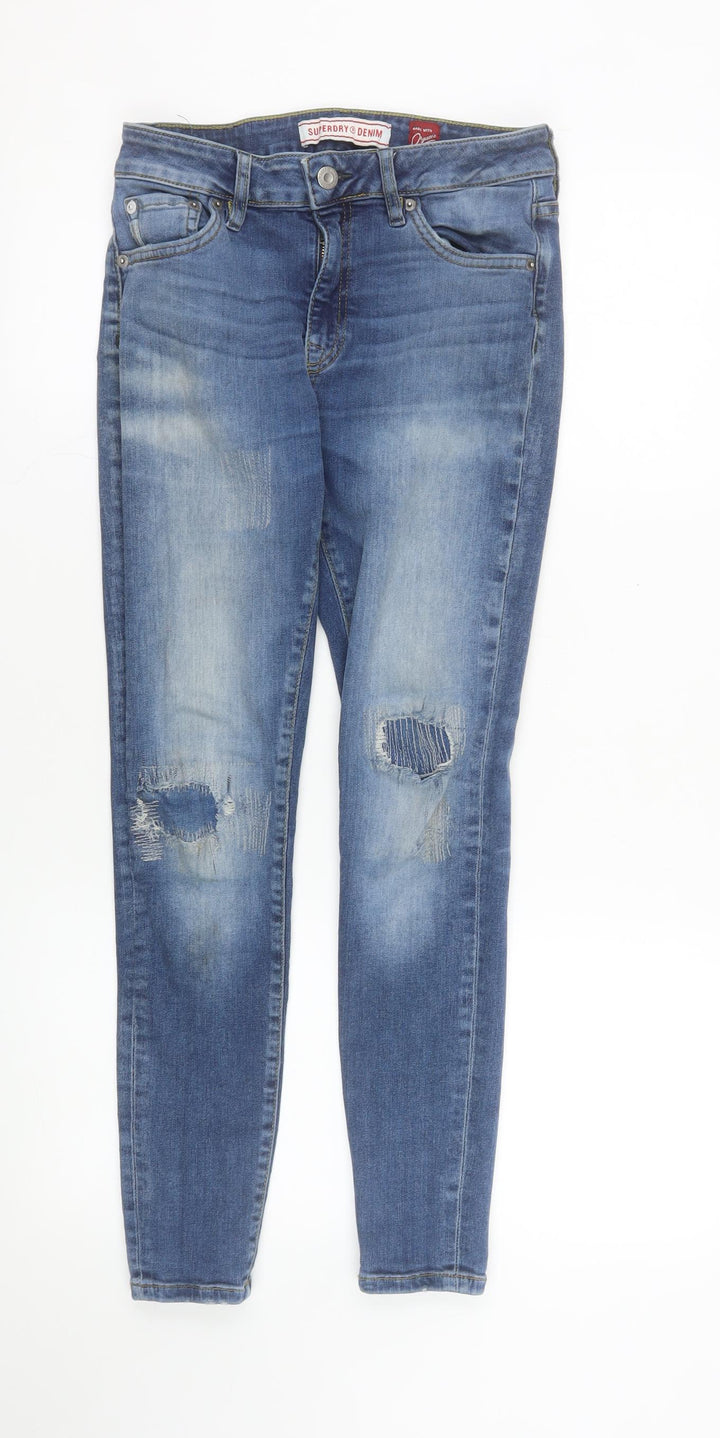 Superdry Men's Blue Distressed Slim Fit Skinny Jeans 28W 30L Denim