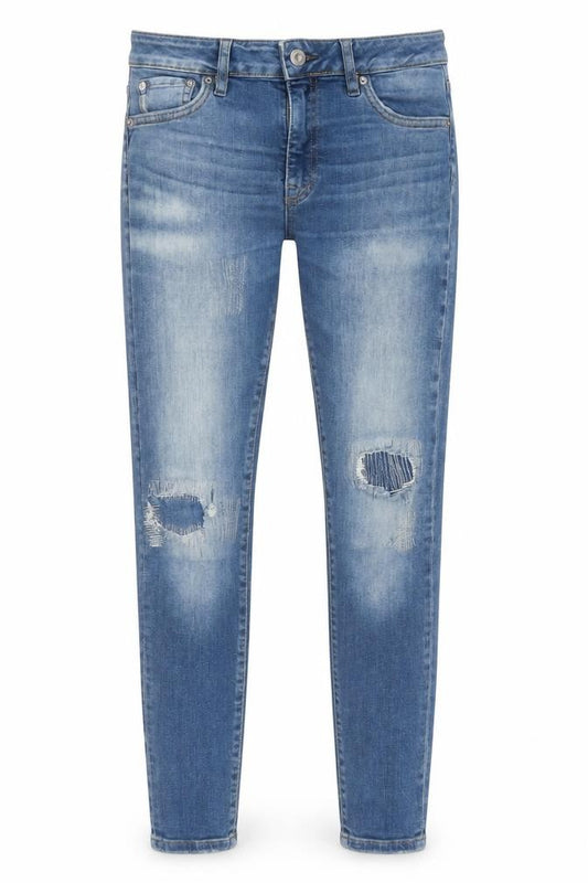Front view of Superdry Men's Blue Distressed Slim Fit Skinny Jeans 28W 30L Denim