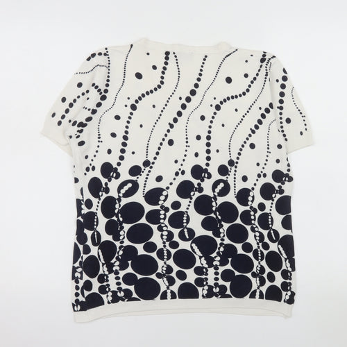 YOU YOU Women’s White Geometric Short Sleeve Stretch T-Shirt Size XL
