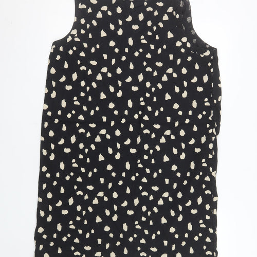 Marks and Spencer Women Black Animal Print Shift Dress Size 16 Linen Blend