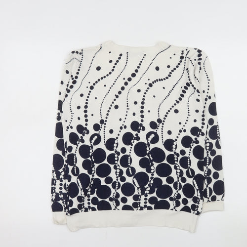 YOU YOU Women's White & Navy Polka Dot V-Neck Cardigan XL