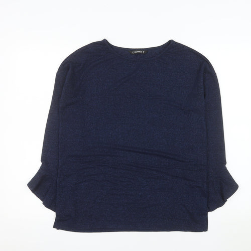Dunnes Women’s Blue Glitter Long Sleeve Knit Blouse Size 10