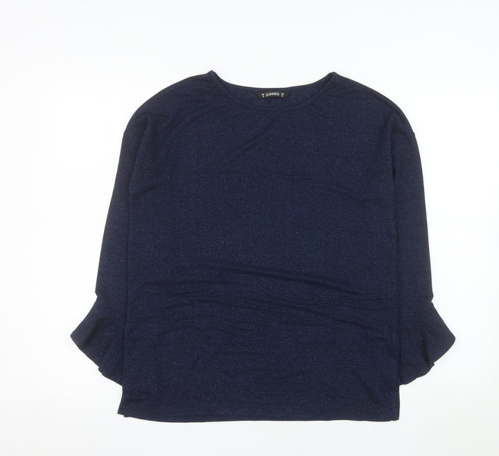 Dunnes Women’s Blue Glitter Long Sleeve Knit Blouse Size 10